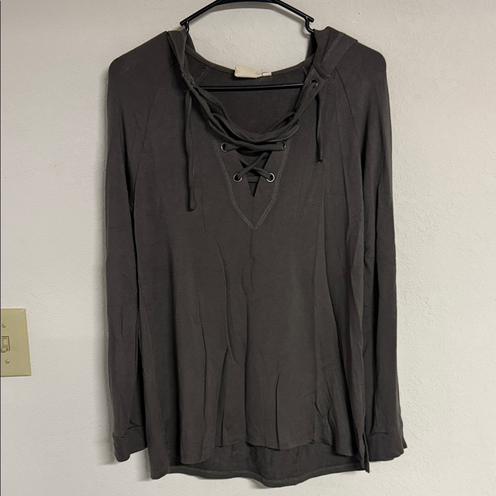 White Crow Charcoal Lace-Up Hoodie
